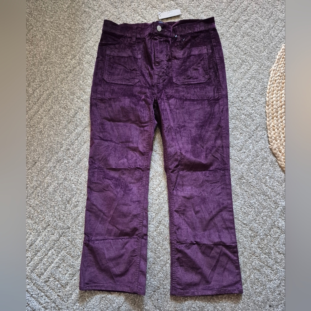 NWT J.Crew Velvet Billie Demi Boot Crop Pant Sz.29P Burgundy